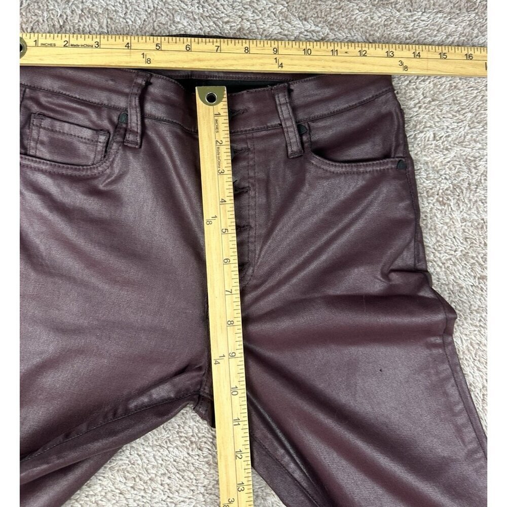 Kut from the Kloth Mia High Rise Skinny Wet Look Bordeaux Jeans Size 0 - Picture 6 of 16
